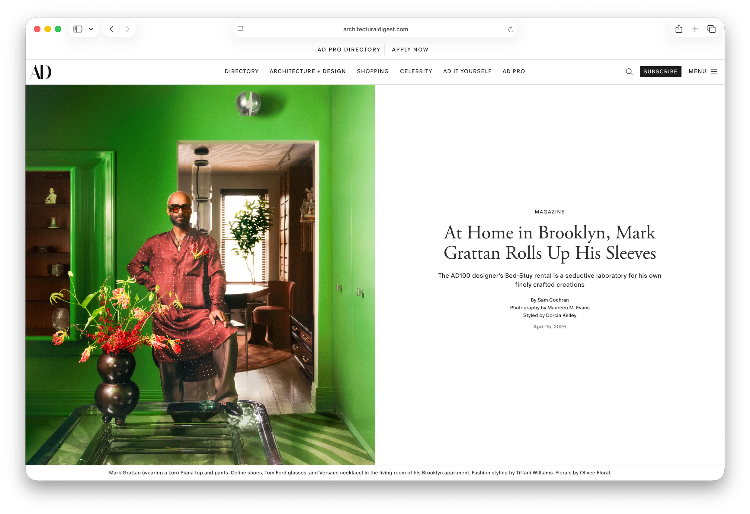 Architectural Digest article page