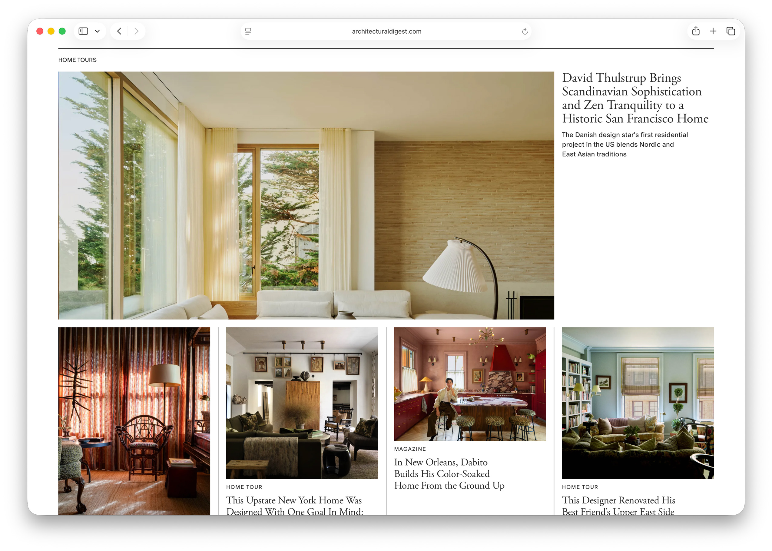 Architectural Digest website editorial section