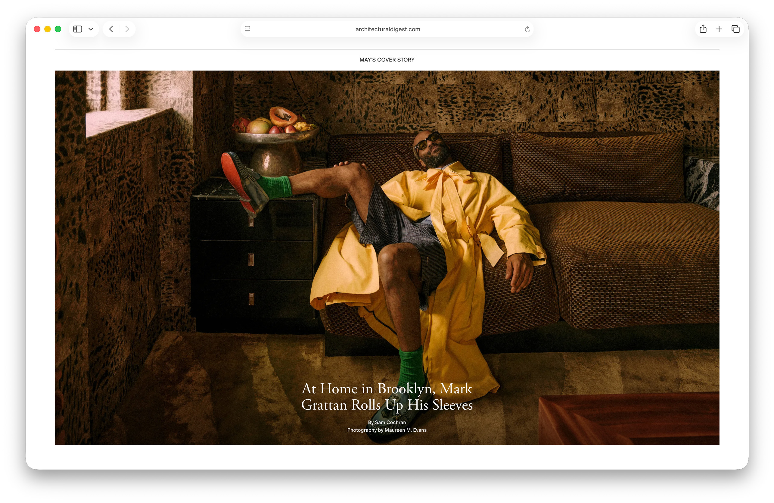 Architectural Digest website content layout