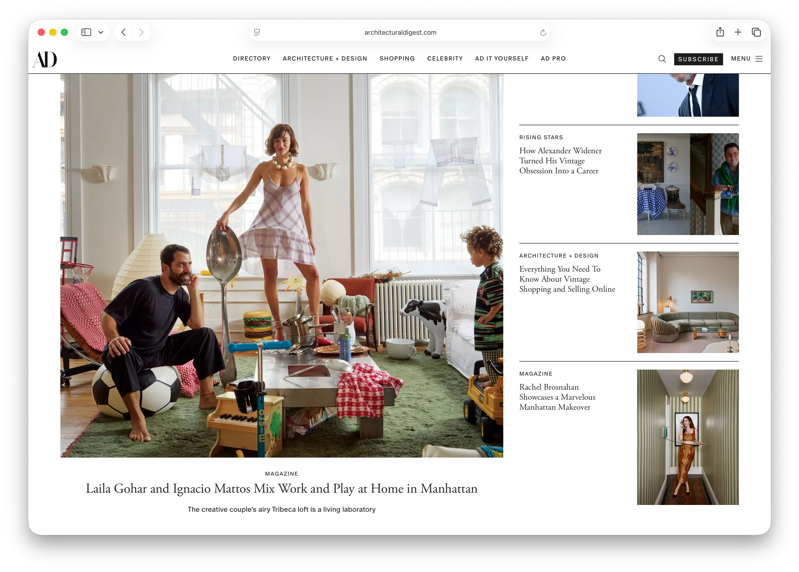 Architectural Digest website homepage