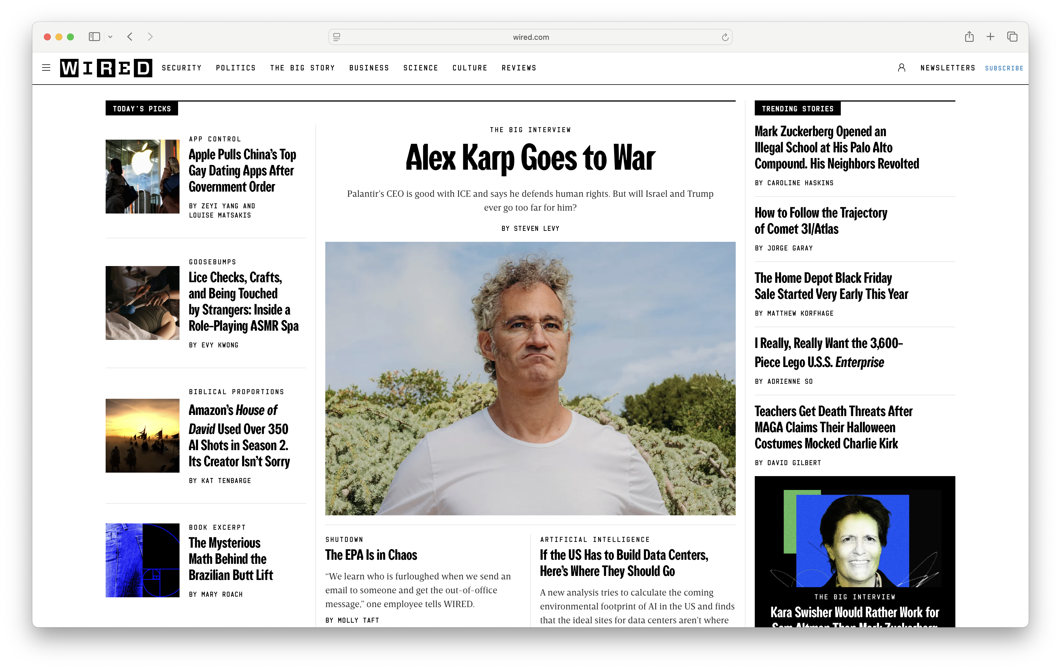 Screenshot of the Wired homepage redesign
